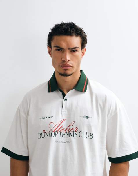 ASOS DESIGN - Polo oversize avec logo Dunlop Tennis - Blanc cassé - view 1