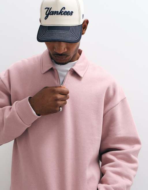 ASOS DESIGN - polo oversize con cuarto de cremallera en rosa, 2 de 5
