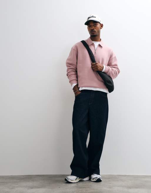 ASOS DESIGN - polo oversize con cuarto de cremallera en rosa, 3 de 5