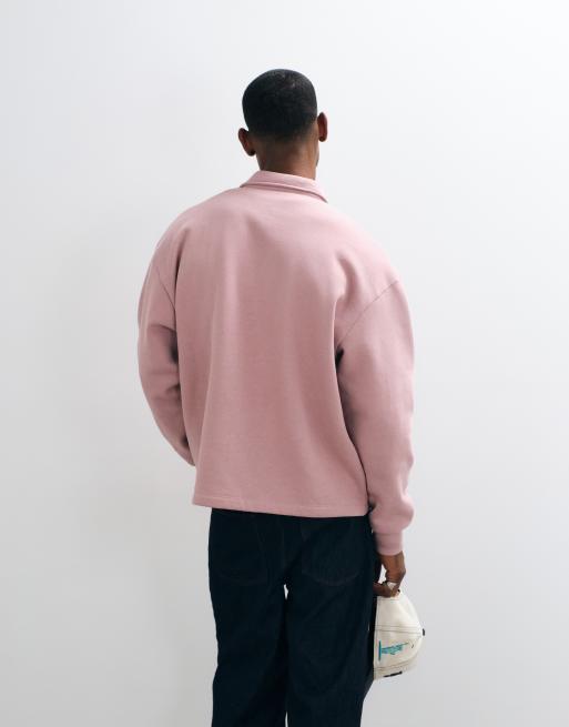 ASOS DESIGN - polo oversize con cuarto de cremallera en rosa, 4 de 5