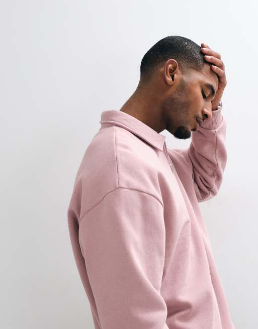 ASOS DESIGN - polo oversize con cuarto de cremallera en rosa, 5 de 5