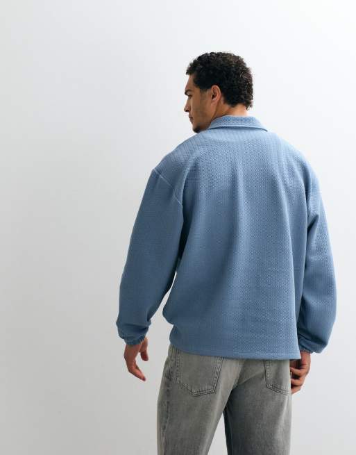 ASOS DESIGN - polo oversize con media cremallera en azul, 5 de 5