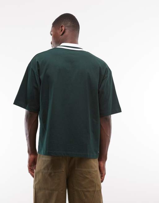 ASOS DESIGN - Polo oversize coupe carrée avec imprimé Kyoto effet bulle - Vert foncé, 5 de 5