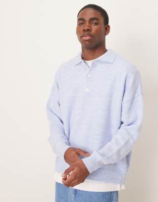 ASOS DESIGN - Polo oversize coupe carrée en maille - Bleu clair