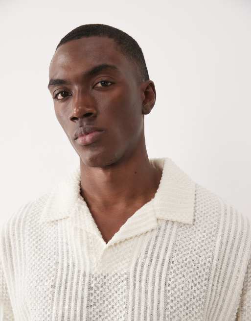 ASOS DESIGN - Polo oversize coupe carrée en tissu texturé - Crème, 2 de 5