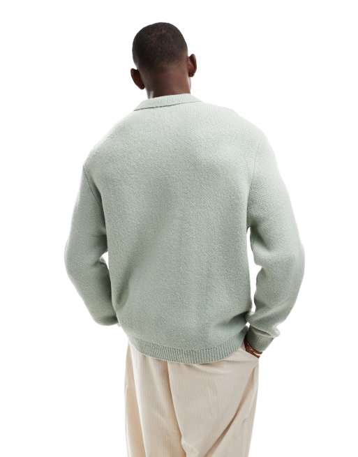 ASOS DESIGN - Polo oversize en maille brossée à encoche - Vert sauge, 4 de 4
