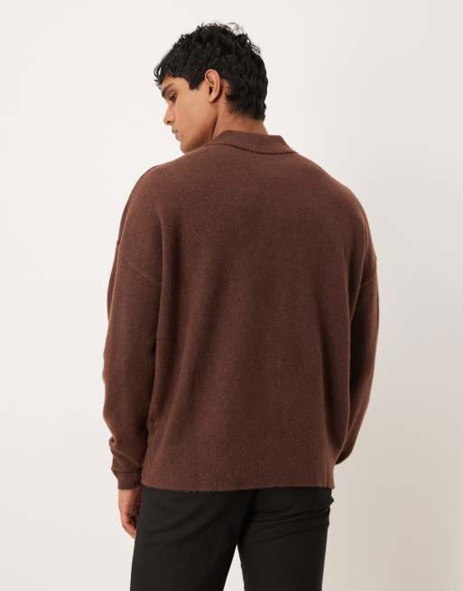 ASOS DESIGN - Polo oversize en maille brossée - Marron, 3 de 5