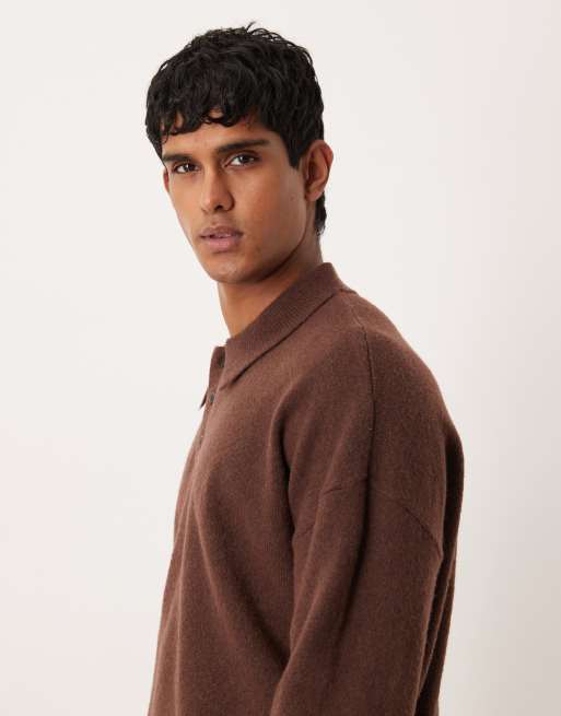 ASOS DESIGN - Polo oversize en maille brossée - Marron, 4 de 5