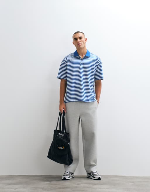 ASOS DESIGN - Polo oversize pesante blu a righe, 2 di 5