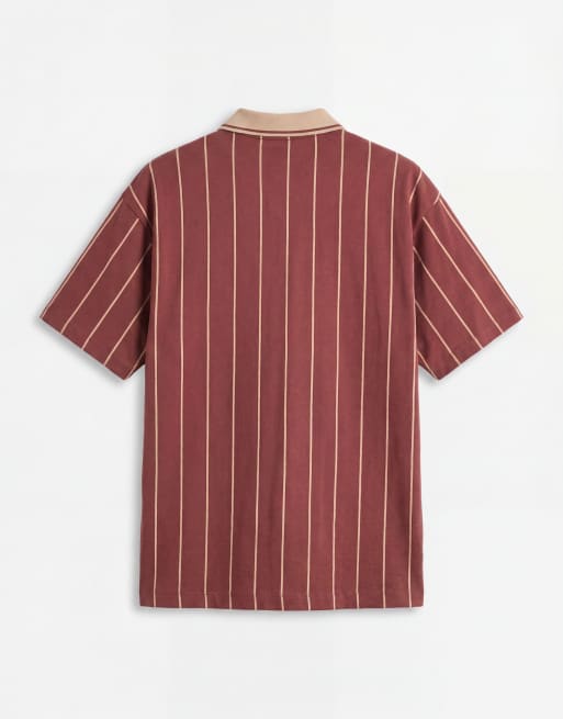 ASOS DESIGN - Polo oversize rayé à imprimé style sport - Bordeaux, 7 de 9