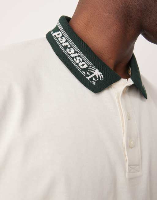 ASOS DESIGN - Polo oversize squadrata bianco sporco con colletto sportivo