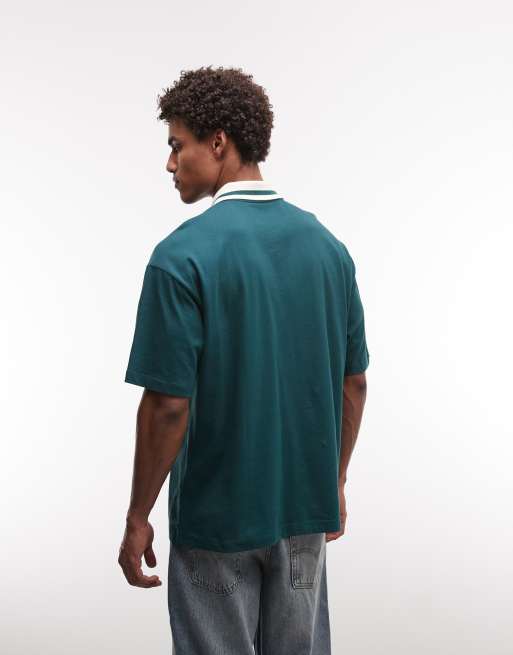 ASOS DESIGN - Polo oversize style sportif - Vert, 3 de 5