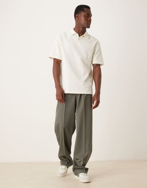 ASOS DESIGN - Polo pesante testurizzata color panna vestibilità comoda, 2 di 5