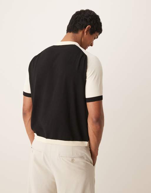 ASOS DESIGN - Polo premium vestibilità comoda color bianco e nero in maglia, 3 di 4