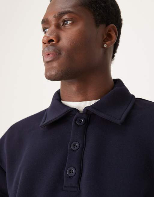 ASOS DESIGN Polo Pullover in Marineblau mit Oversize Schnitt ASOS