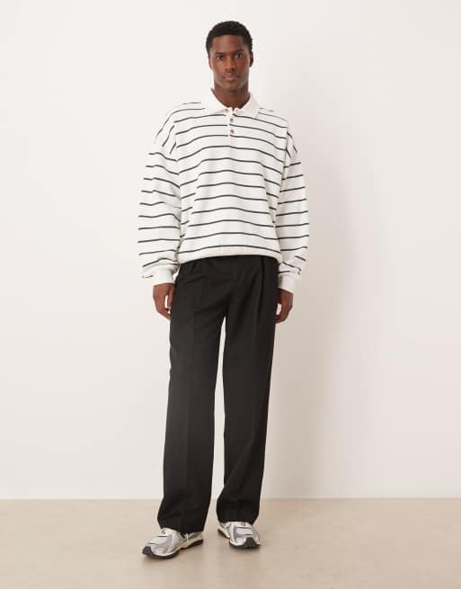 ASOS DESIGN - Polo rayé ultra-oversize - Écru, 2 de 5