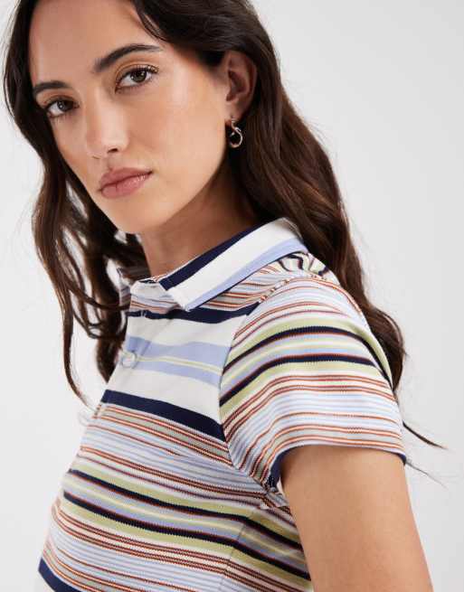 ASOS DESIGN - Polo ristretta a righe blu, 3 di 4