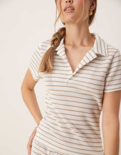 ASOS DESIGN - Polo ristretta stile rugby in maglia bianca a righe in coordinato, 4 di 4