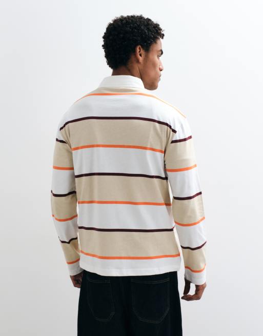 ASOS DESIGN polo rugby à manches longues coupe décontractée à rayures neutres, 4 de 5