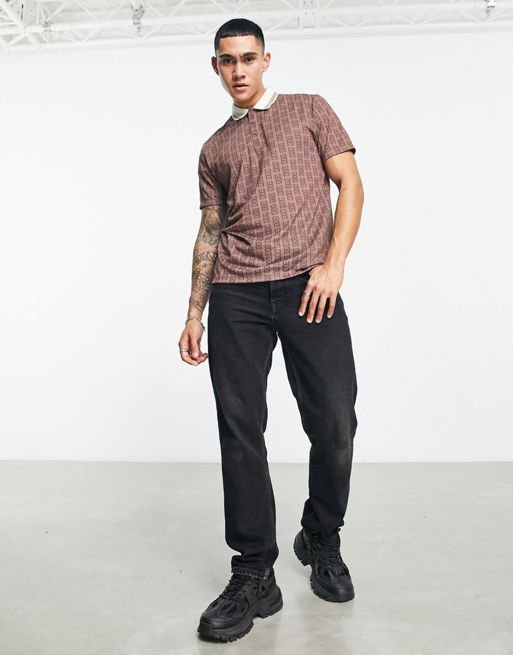 ASOS DESIGN polo shirt in all over geometric print