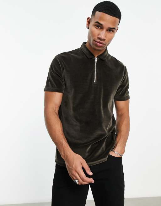 ASOS DESIGN Curve oversized polo T-shirt in brown