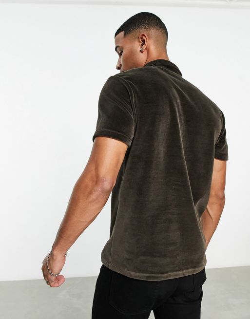 ASOS DESIGN Curve oversized polo T-shirt in brown