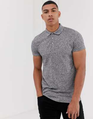 ASOS DESIGN knitted ribbed polo shirt in black