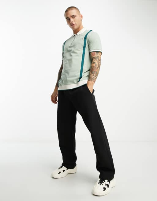 ASOS DESIGN polo shirt in light khaki colour block | ASOS