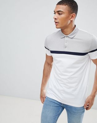 ASOS DESIGN polo shirt with cut and sew panels in white | ASOS