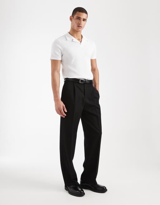 ASOS DESIGN - Polo slim bianca a coste larghe con rever, 2 di 5