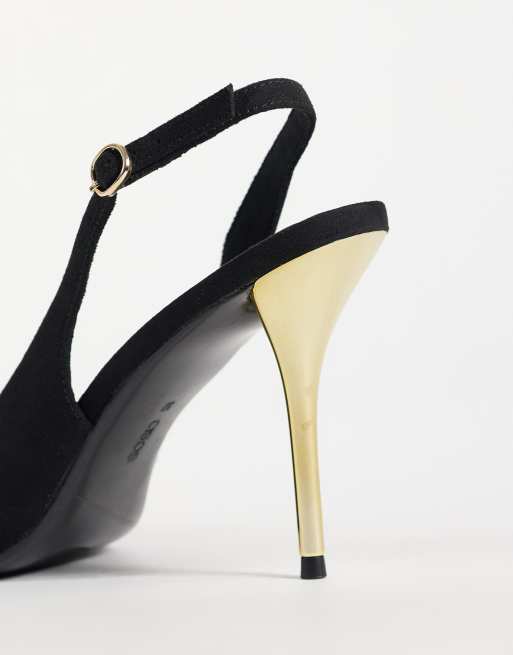 ASOS DESIGN Polo slingback high stiletto heel shoes in black, 4 of 4