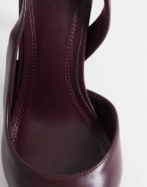 ASOS DESIGN Polo slingback stiletto high heel shoes in burgundy, 4 of 4