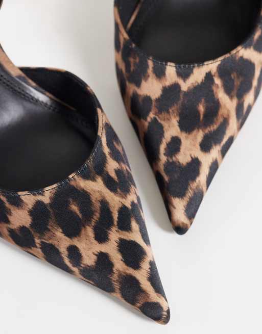 ASOS DESIGN Polo slingback stiletto high heel shoes in leopard, 2 of 4