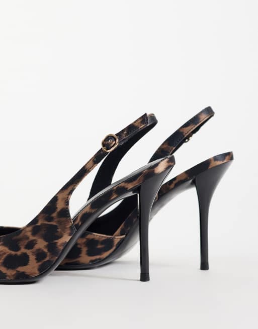 ASOS DESIGN Polo slingback stiletto high heel shoes in leopard, 3 of 4