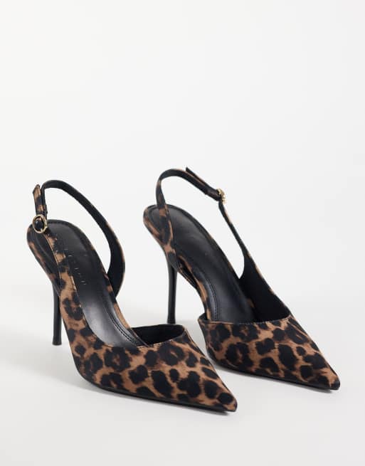 ASOS DESIGN Polo slingback stiletto high heel shoes in leopard, 4 of 4