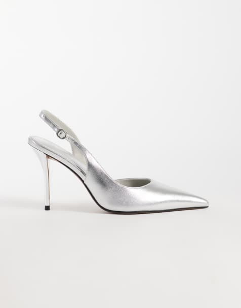 ASOS DESIGN Polo slingback stilettohakken in zilver - view 1