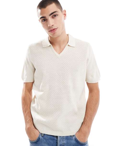 ASOS DESIGN - Polo squadrata beige in maglia leggera - view 1