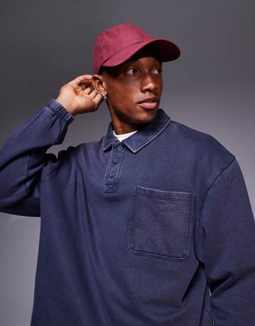 ASOS DESIGN - Polo squadrata oversize color blu navy slavato