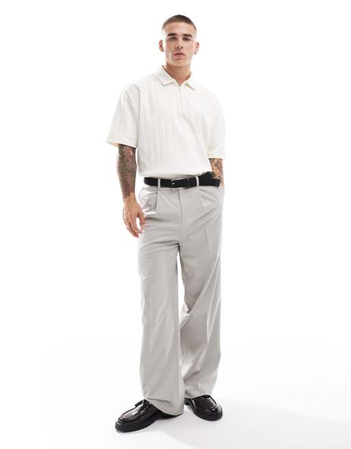 ASOS DESIGN - Polo squadrata oversize con cerniera, color panna, 2 di 4