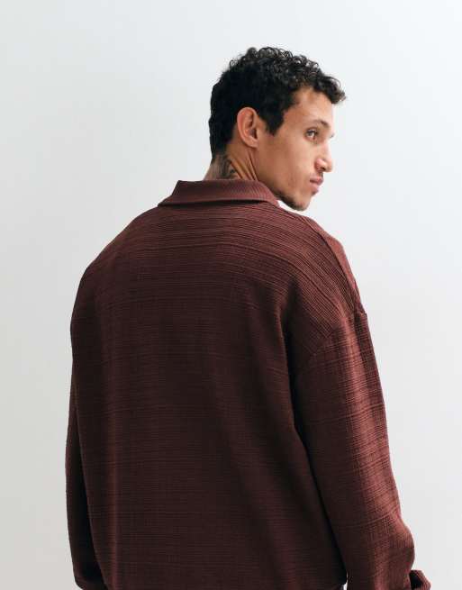 ASOS DESIGN - Polo squadrata oversize marrone, 4 di 5