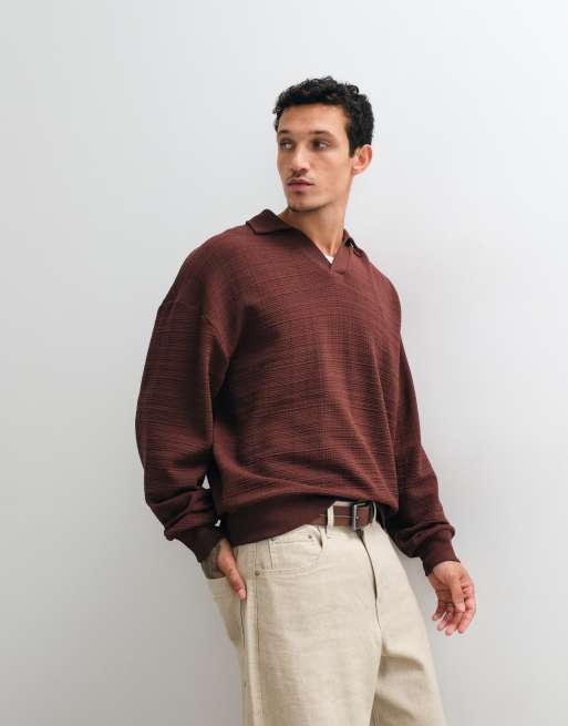 ASOS DESIGN - Polo squadrata oversize marrone, 5 di 5
