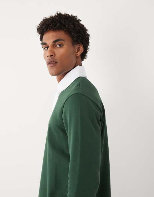 ASOS DESIGN - Polo stile rugby verde scuro con colletto a contrasto, 3 di 5