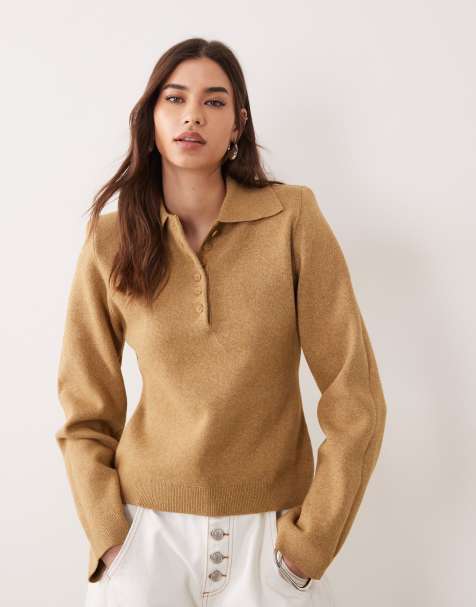 ASOS DESIGN - Polo strutturata color cammello con spalle imbottite - view 1