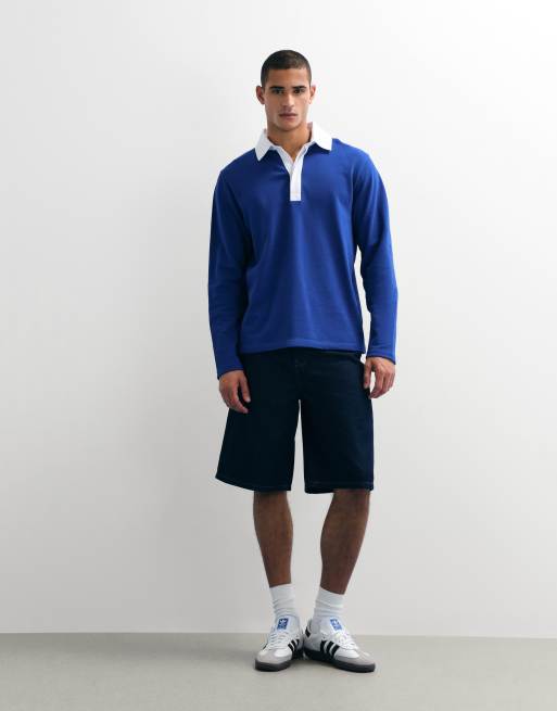 ASOS DESIGN - Polo style rugby à col contrastant - Bleu, 2 de 9