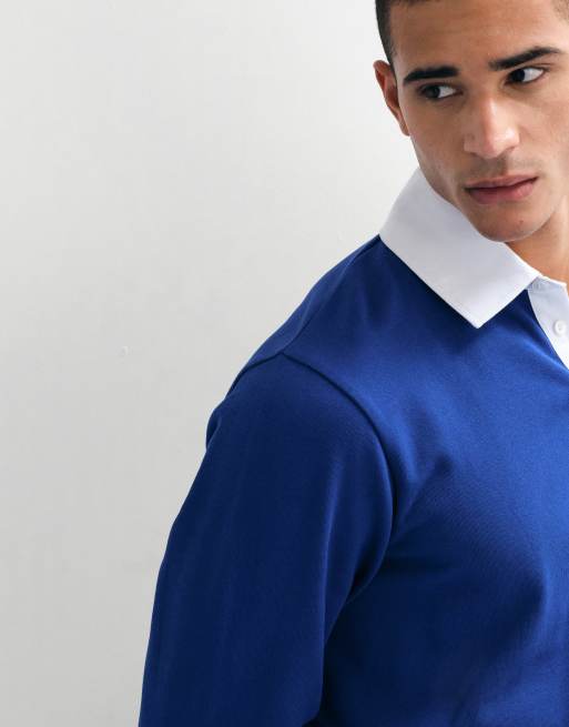ASOS DESIGN - Polo style rugby à col contrastant - Bleu, 5 de 9