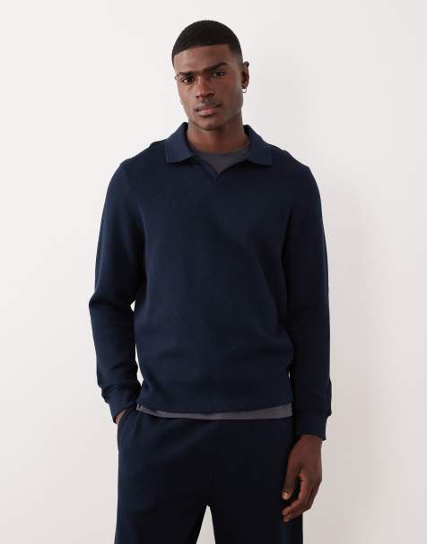 ASOS DESIGN – Polo-Sweatshirt in Marineblau - view 1