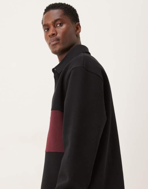 ASOS DESIGN – Polo-Sweatshirt in Schwarz mit Kontrasteinsätzen in Relaxed-Fit-Passform, 4 von 5