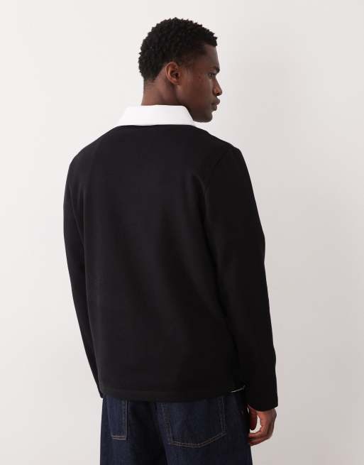 ASOS DESIGN - Polo sweatshirt met contrasterende kraag in zwart , 3 van 5