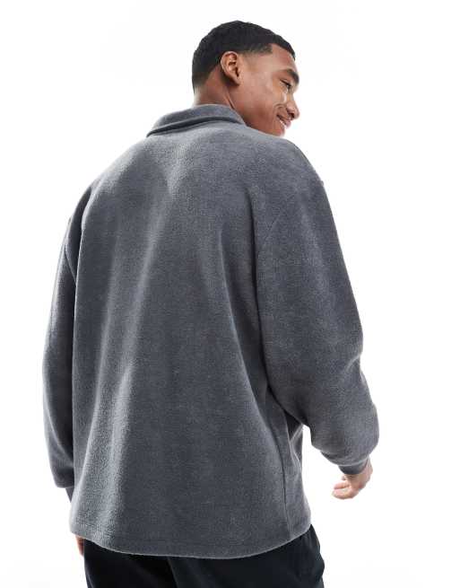 ASOS DESIGN polo sweatshirt with embroidery in gray, 3 of 4