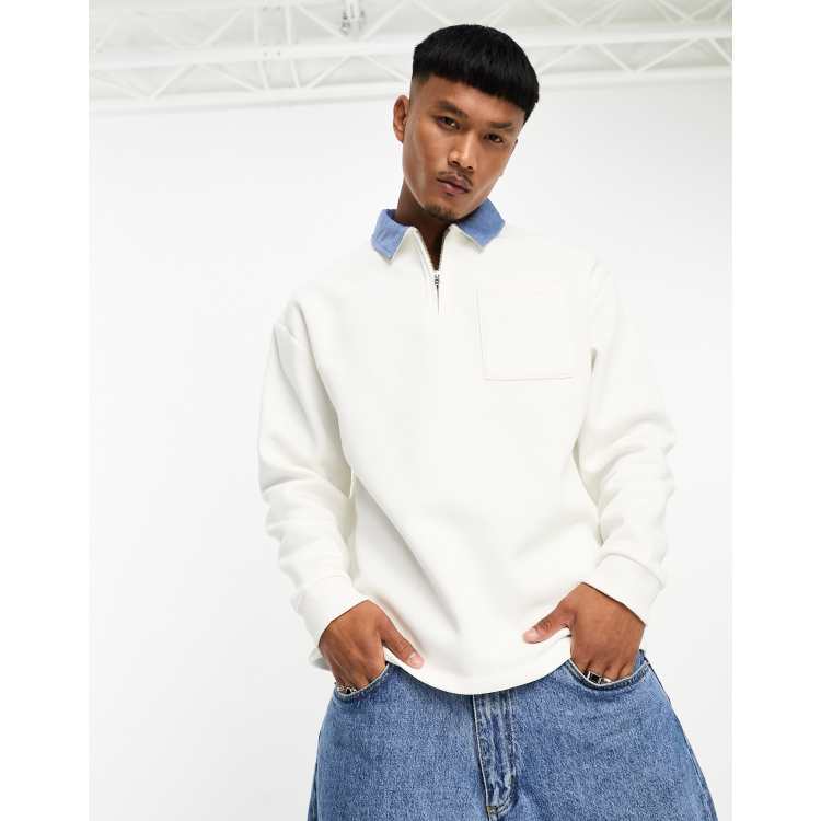 New Era New York Yankees flock half zip sweat in off white exclusive to  ASOS